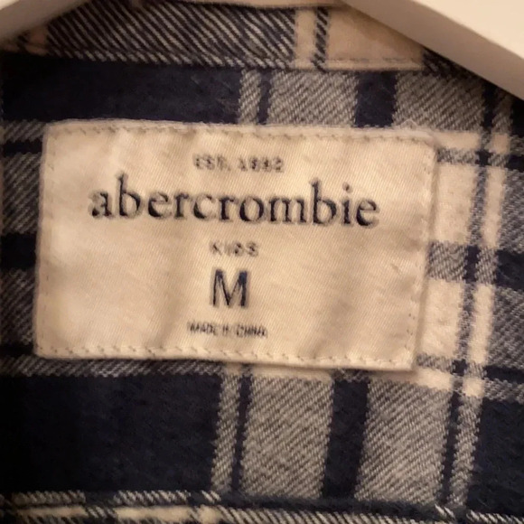 ABERCROMBIE KIDS GUC GIRLS NAVY FLANNEL SHIRT PLAID TOP SIZE M - Picture 2 of 5